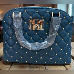 Badgley Mischka - Elegant Teal Blue Quilted Handbag NWT